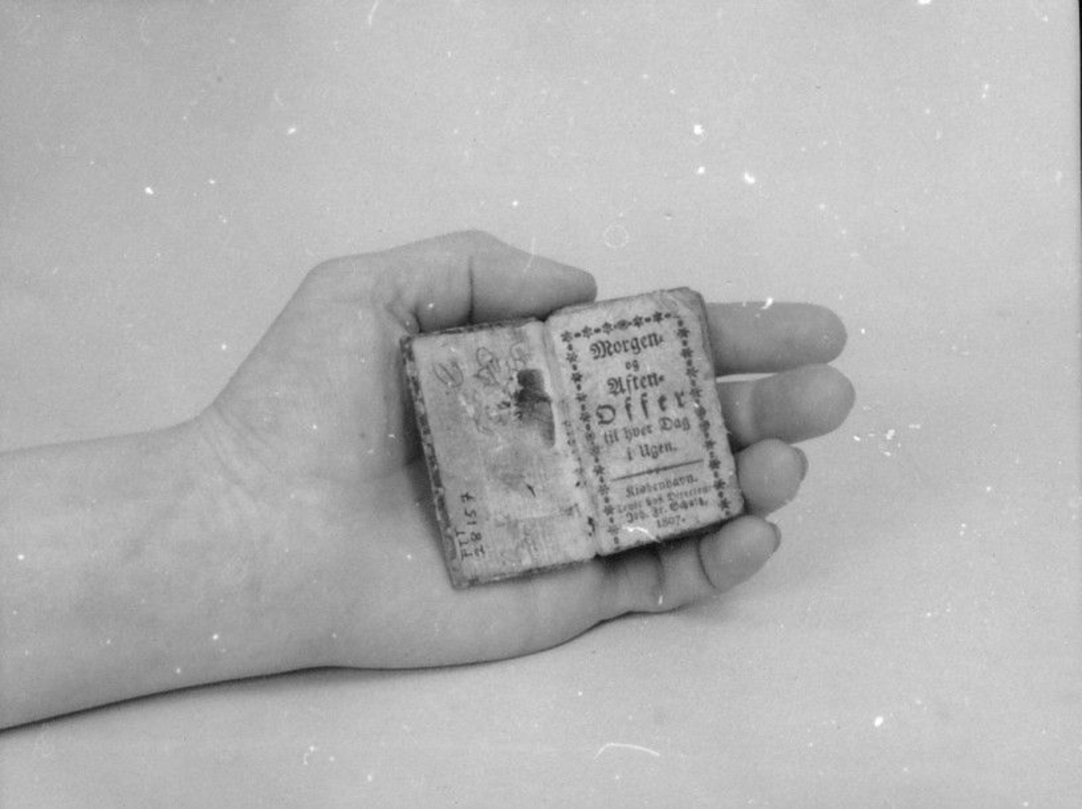 Liten bok brunt skinnbind, ryggen mangler, forperm, 9 første blad er løst