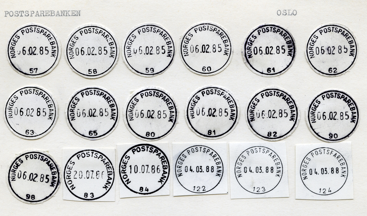 Stempelkatalog Oslo, Postsparebanken, Postbanken, Oslo.