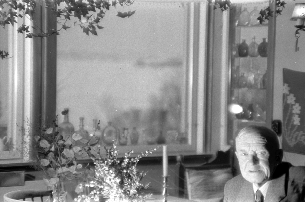 Petter Stenersen, portrett. Glass, flasker. Glassamling