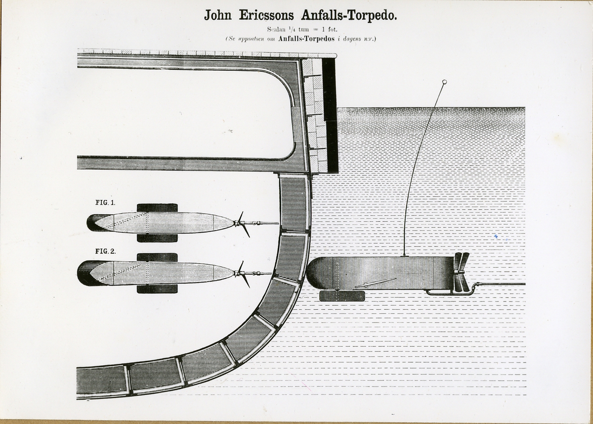 Torped av John Ericssons konstruktion. "John Ericsons Anfalls-Torpedo".