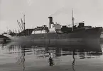 Det västtyska lastångfartyget CIMBRIA av Flensburg lossar koks i Malmö den 4 april 1950.