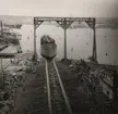 Sjösättningen av lastångfartyget RÅNÖ.