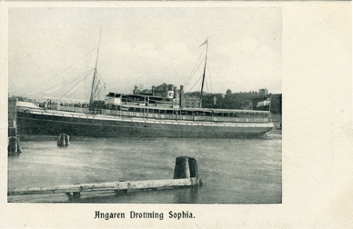 Ångaren S/S DROTTNING SOPHIA. Vykort.