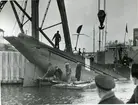Ubåten U 8 repareras vid en roderskada.