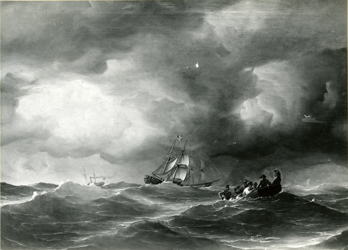 Lotsen går ut.
Oljemålning 1850.
Storlek 101 x 135 cm.