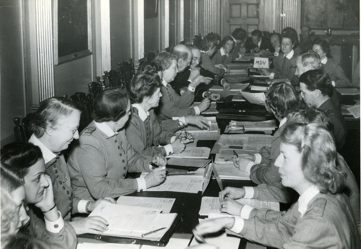 Mobiliseringskonferens i van der Nootska huset, (Lottaöverstyrelsen) 1944.