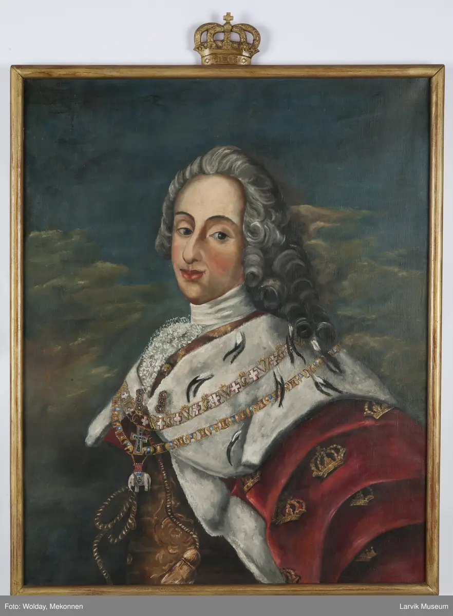 Kong Frederik V i rustning og hermelinskappe