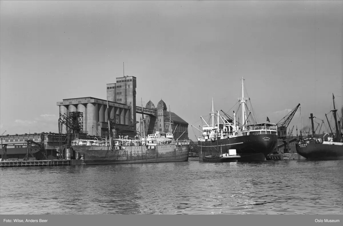 havn, skip, kornsilo, kraner