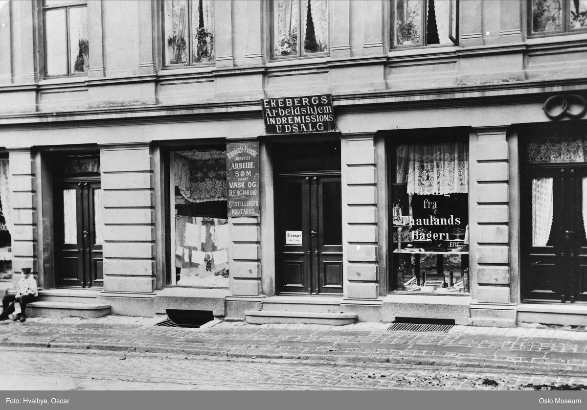 bygård, utsalg fra Oslo Indremisjons arbeidshjem (Ekeberg arbeidshjem), Thaulands bakeriutsalg