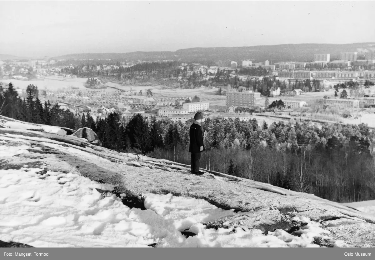 utsikt, drabantbyer, blokkbebyggelse, barn, snø