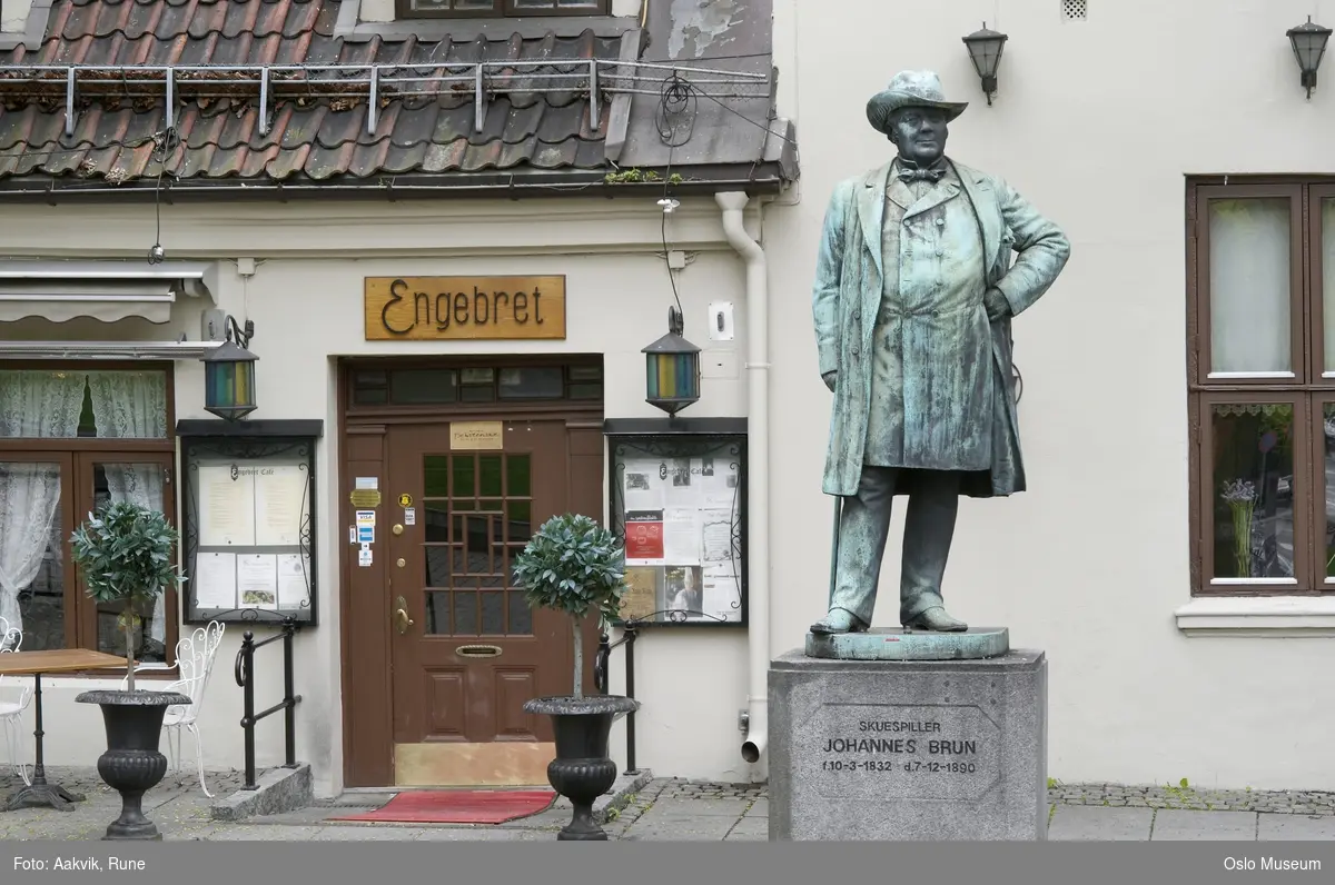 portrettstatue, mann, skuespiller, Engebrets Café