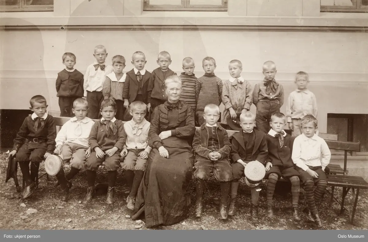 Frogner skole, gruppe, gutteklasse, kvinne, lærer