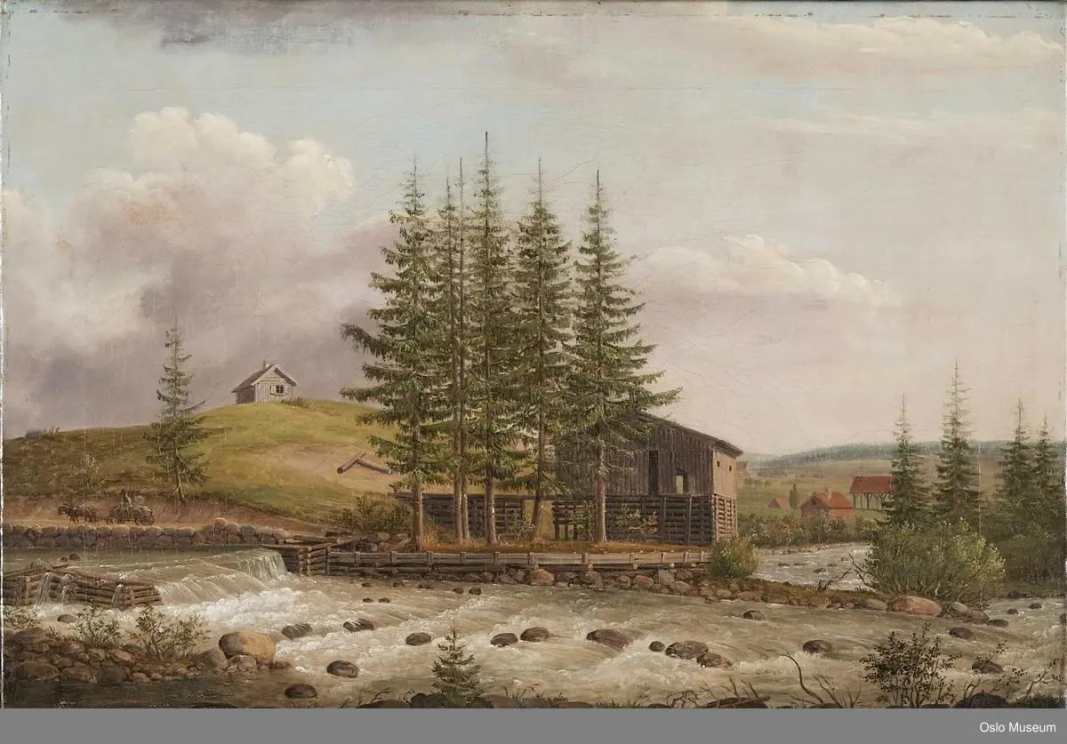 Nydalen Mølle ved Akerselva [oljemaleri]