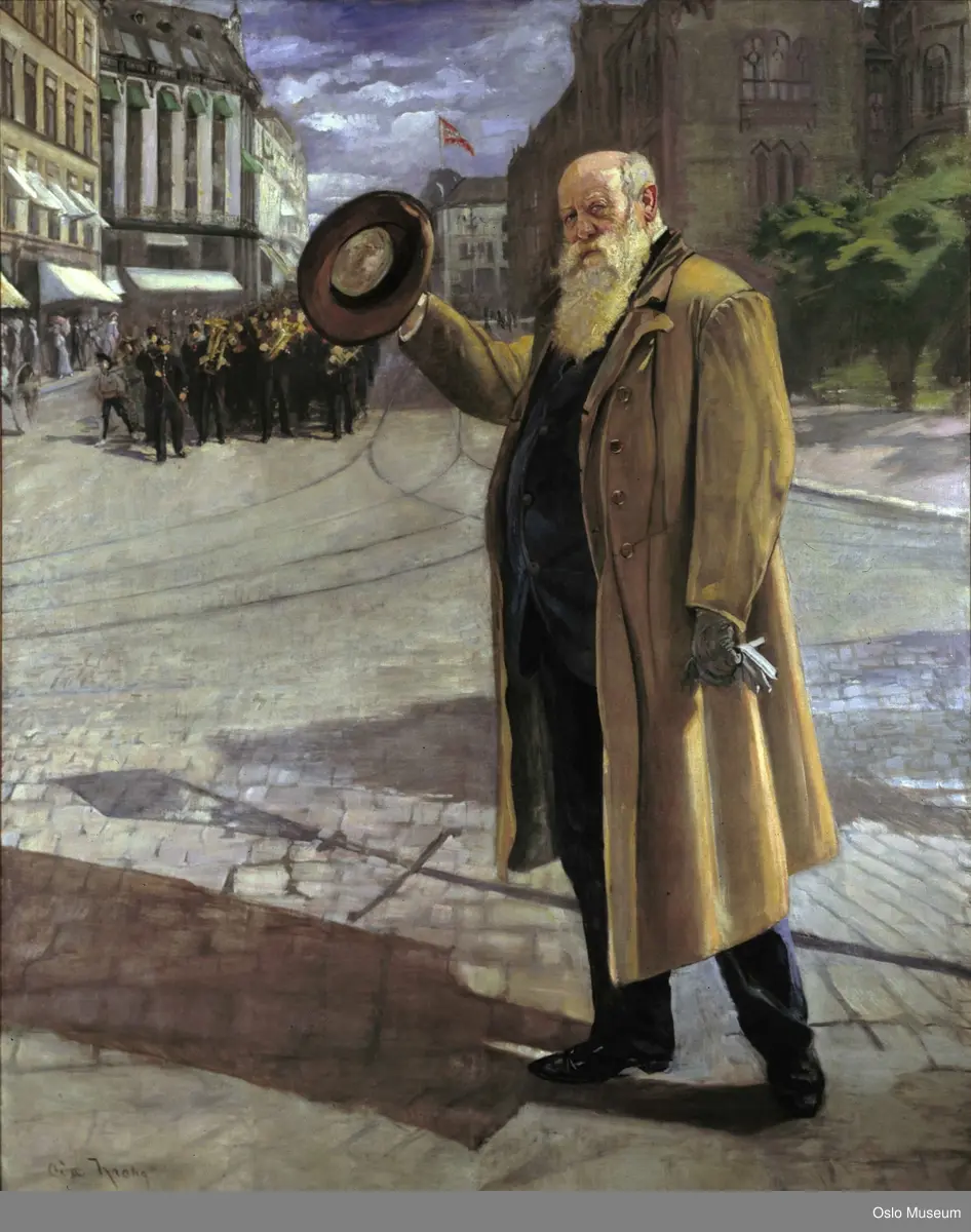 Christian Krohg på Karl Johan [oljemaleri]