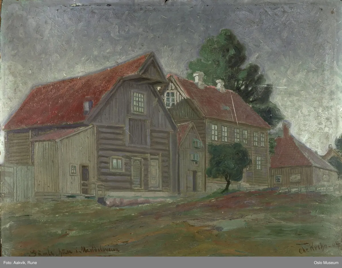 Gamle huse i Maridalsveien [oljemaleri]