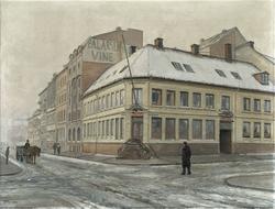 Firma P.A. Larsens gård, Rådhusgaten 4. [maleri]