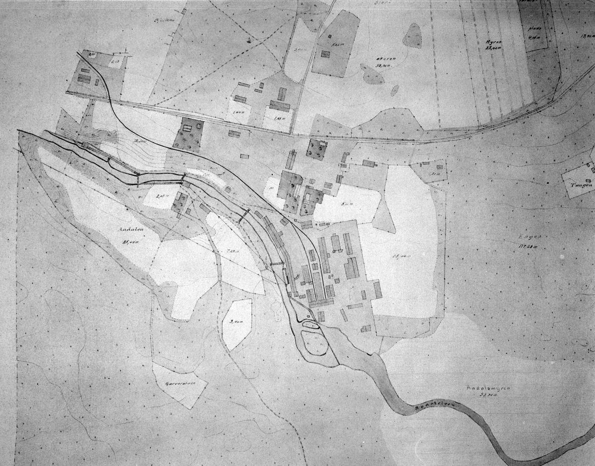 Kart, Klevfos, Aadals Brug, Ådalsbruk.  Løten.