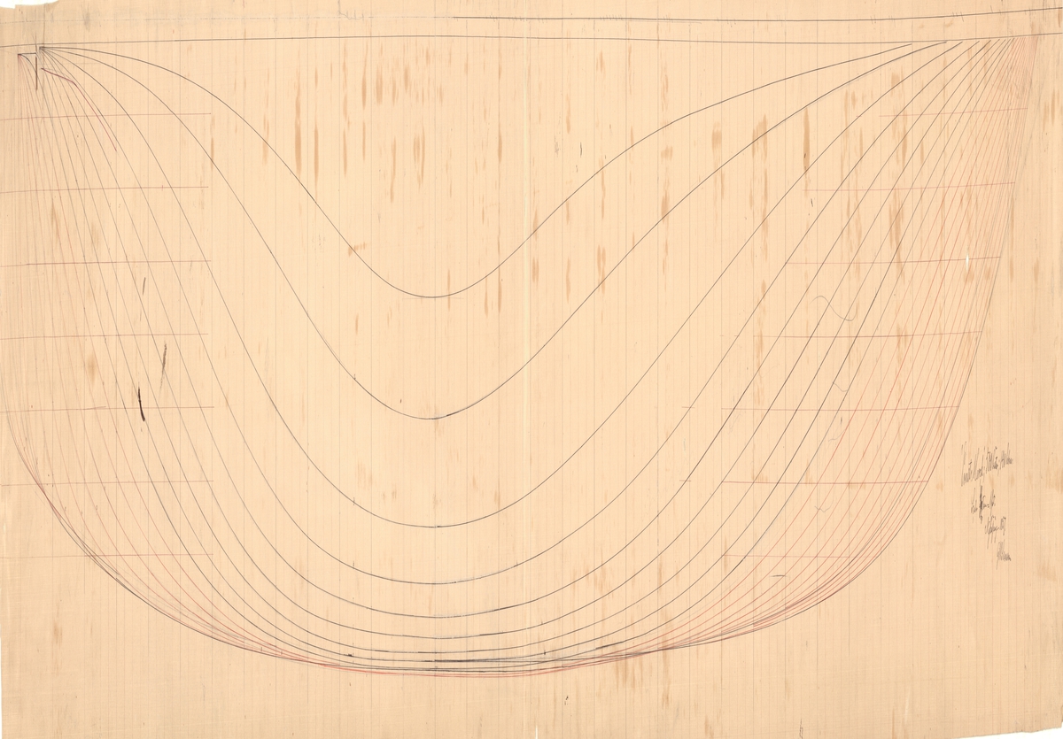 Skiss; vattenlinjer och spant