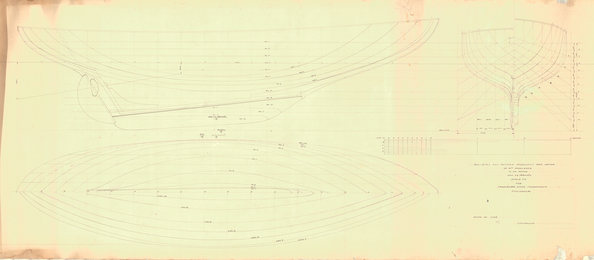Skiss: Spantruta, linjeritning i plan och profil