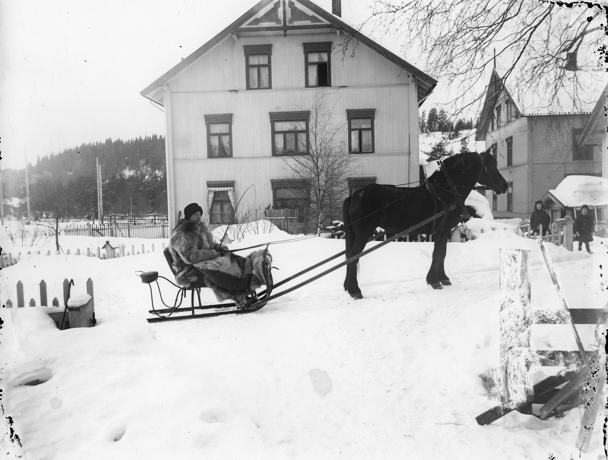 Mann med hest og slede