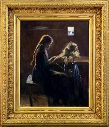 Ung pike som spinner [Maleri]