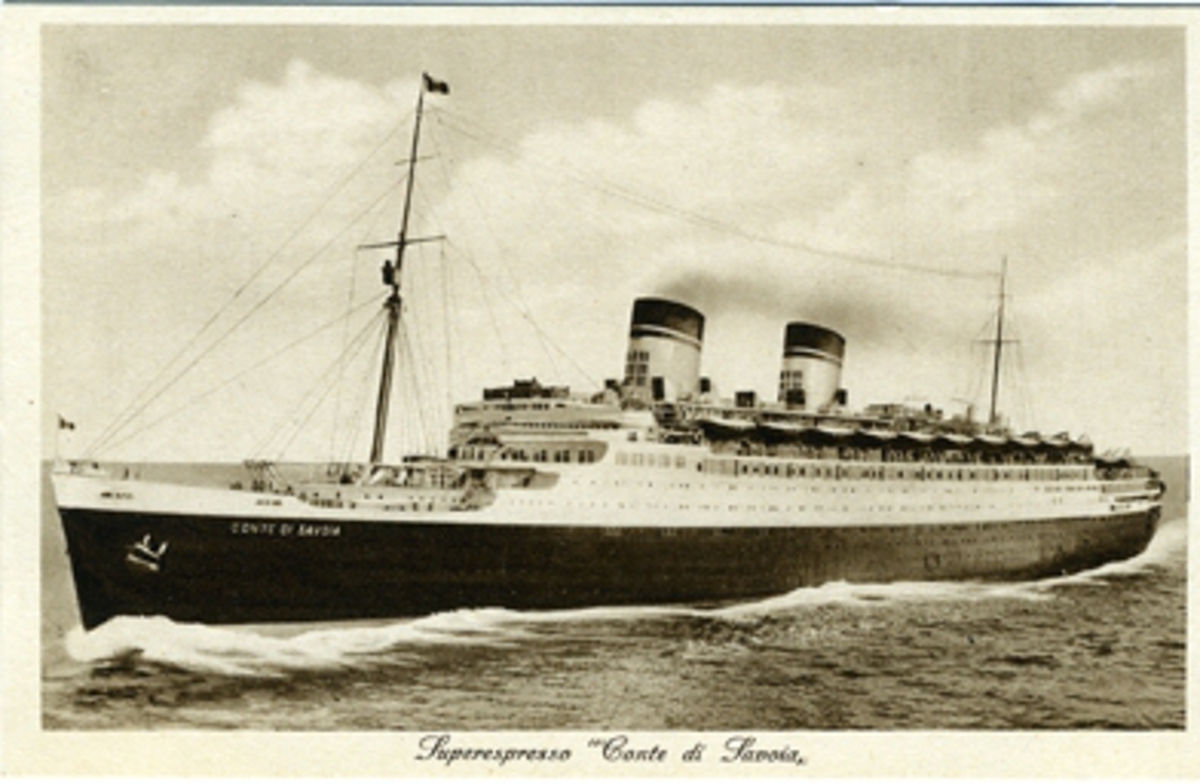 Italienska oceanångaren S/S CONTE DI SAVOIA. Vykort.