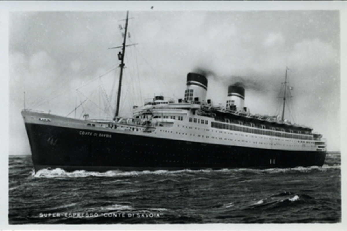 Italienska oceanångaren S/S CONTE DI SAVOIA. Vykort.