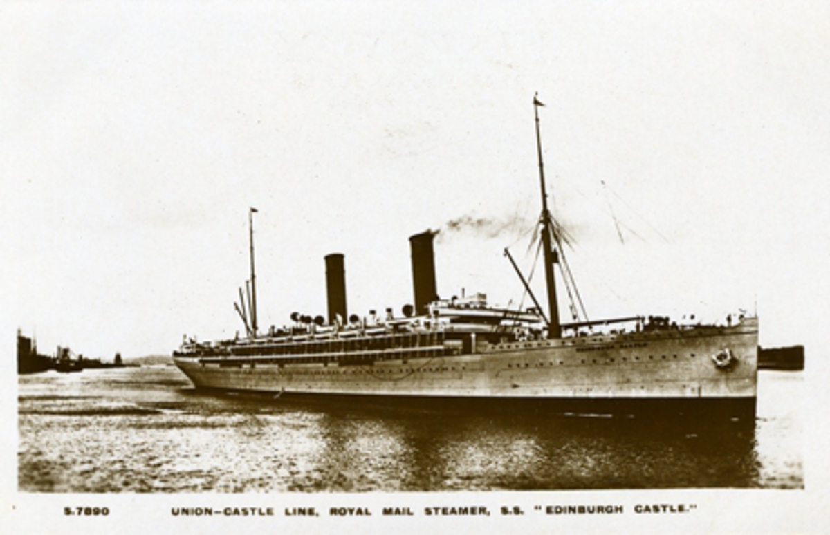 S.7990. Union-Castle Line, Royal Mail Steamer, S.S. "Edinburgh Castle." Kingsway, Real Photo Service, Printed in England
