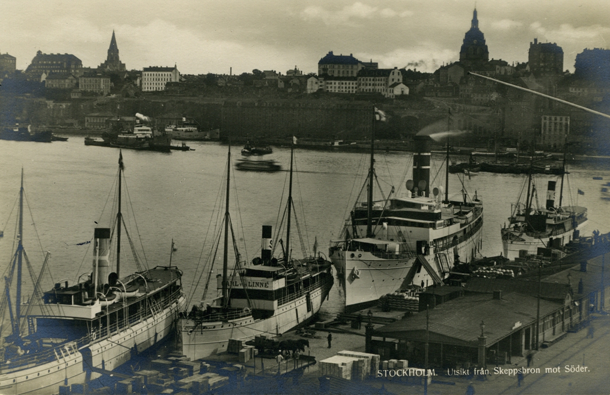 Stockholm. Utsikt från Skeppsbron mot Söder.
Förlag Nordisk Konst Stockholm
Import