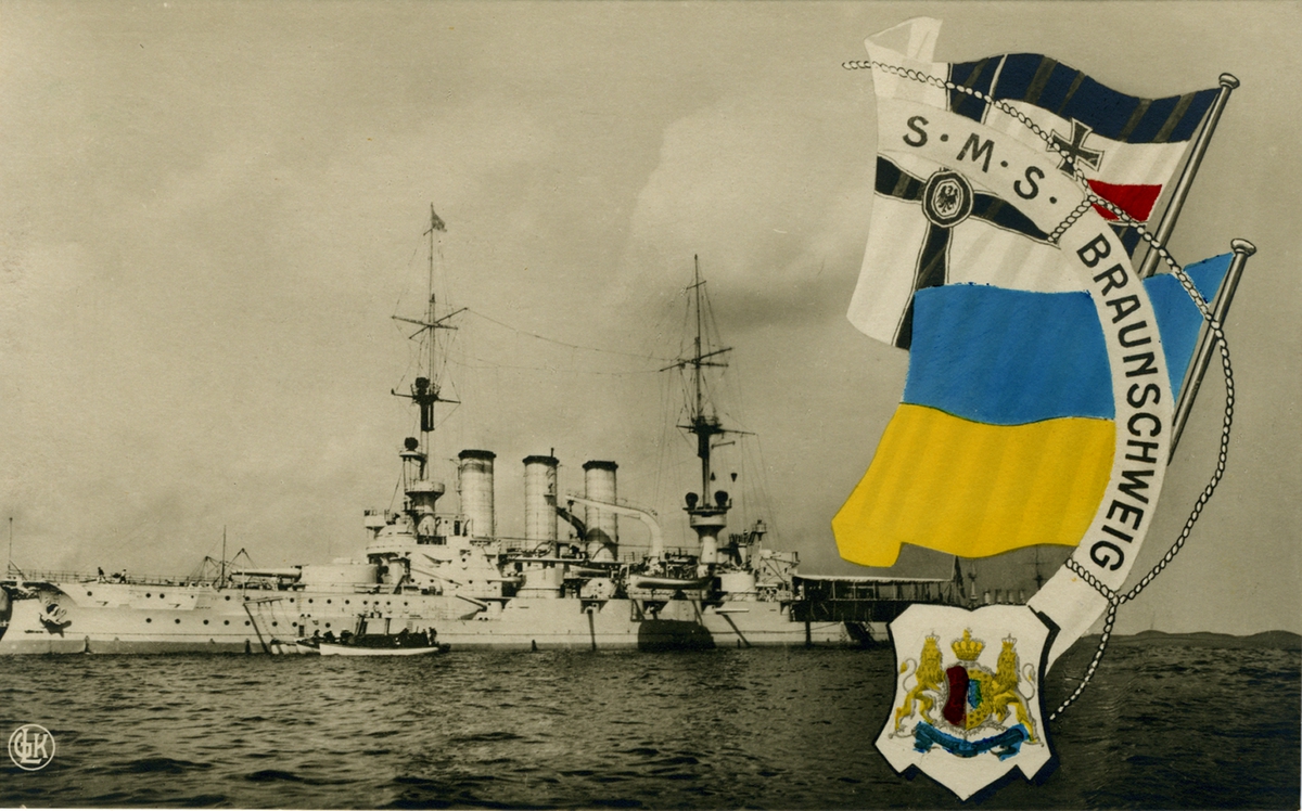 Det tyska slagskeppet BRAUNSCHWEIG. Vykort.