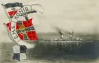 Tyska slagskeppet SMS KÖNIG. Vykort.