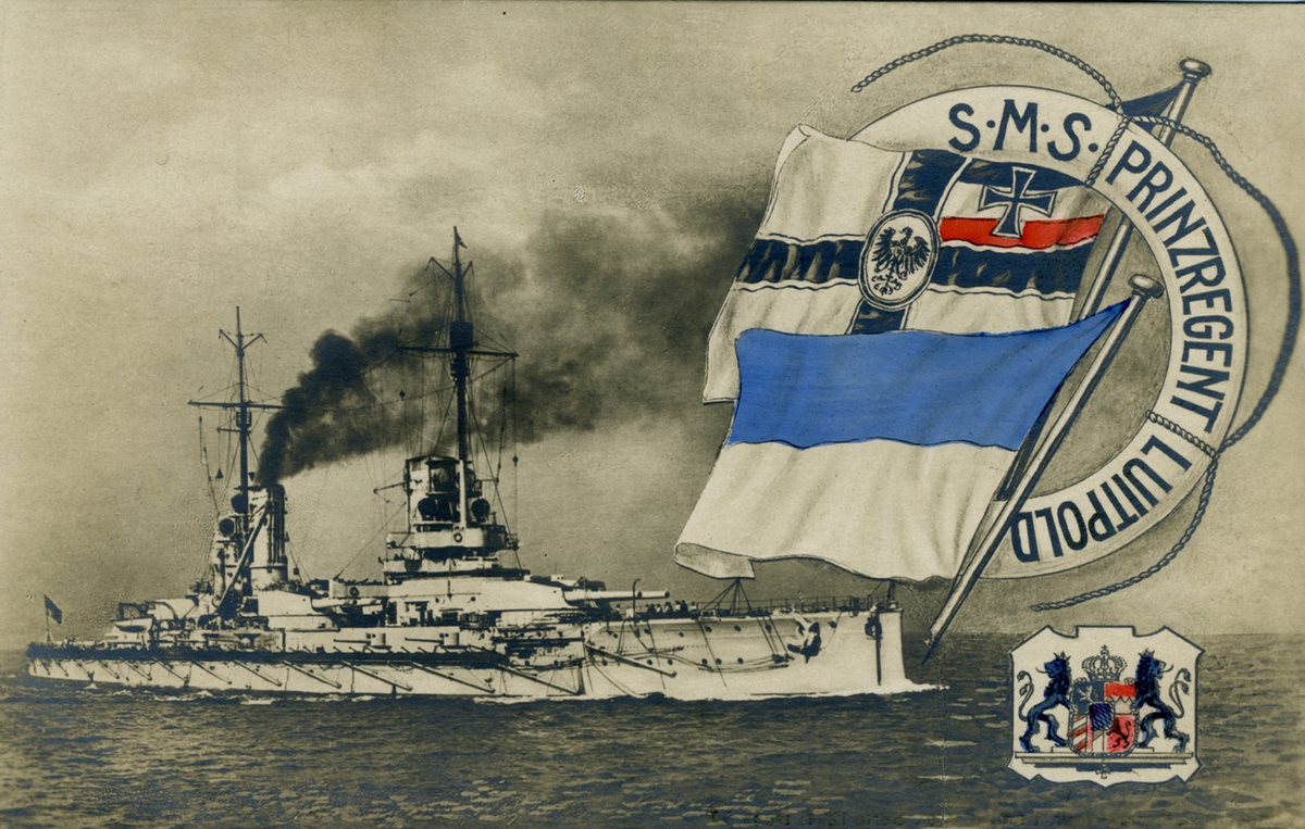 Tyska slagskeppet SMS PRINZREGENT LUITPOLD. Vykort.