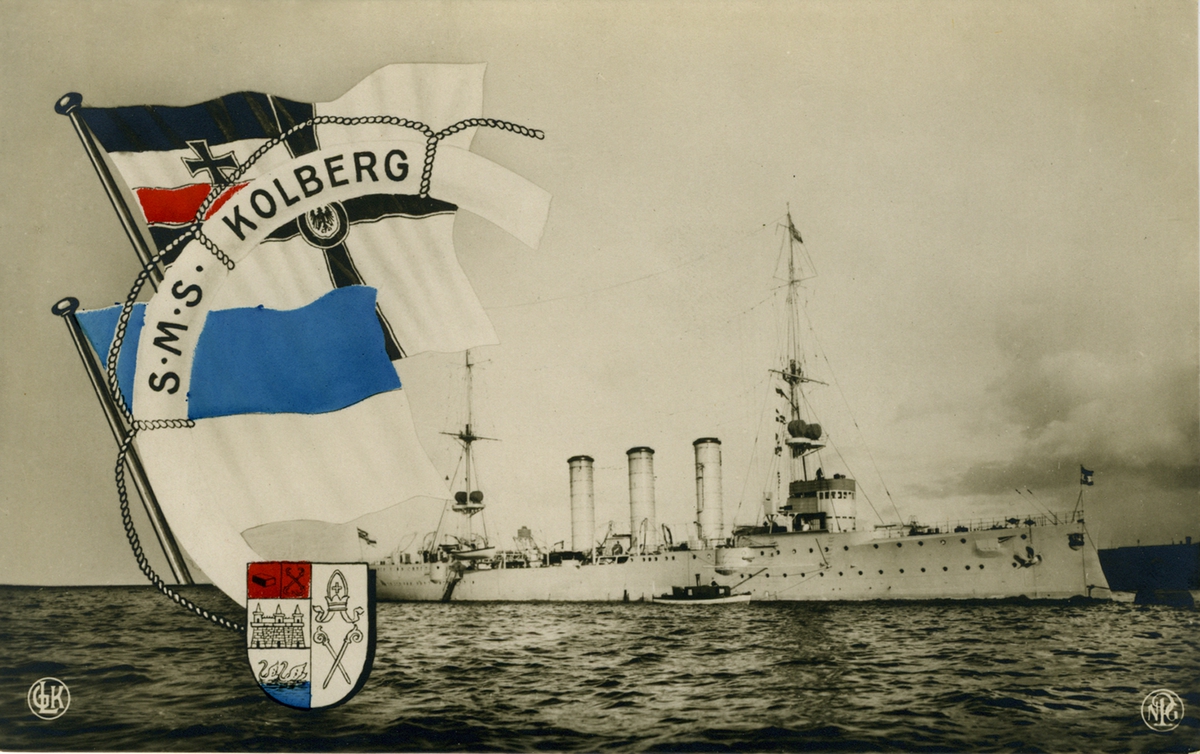 Tyska kryssaren SMS KOLBERG. Vykort.