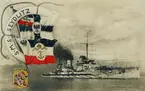 Tyska slagkryssaren SMS SEYDLITZ. Vykort.