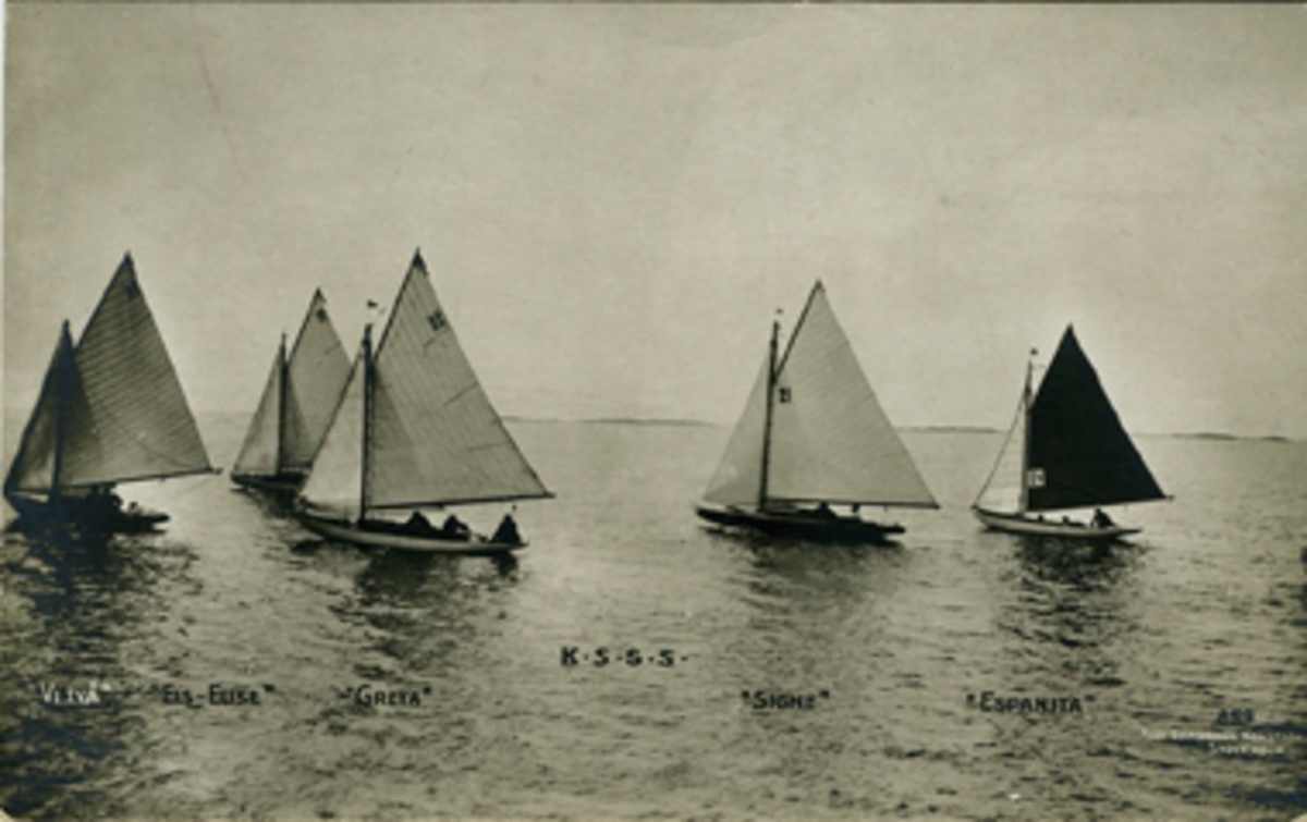 K.S.S.S
"Vi Två". "Els-Elise". "Greta". "Sihne". "Espania". 859. Axel Eliassons Konstförlag. Stockholm
Imp.