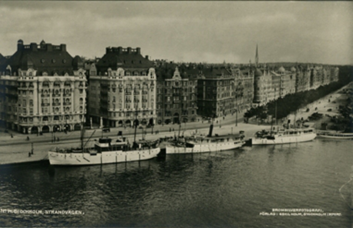 Stockholm, Strandvägskajen. Vykort.