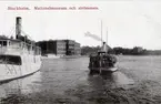 Stockholm, Södra Blasieholmshamnen. Saltsjöbadsfärja samt ångfartygen SKÄRGÅRDEN och DALARÖSTRÖM. Vykort.