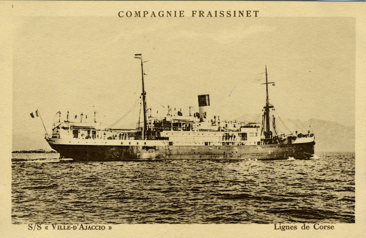 Compagnie Fraissinet
S/S "Ville-DÂ´Ajaccio"
Lignes de Corse