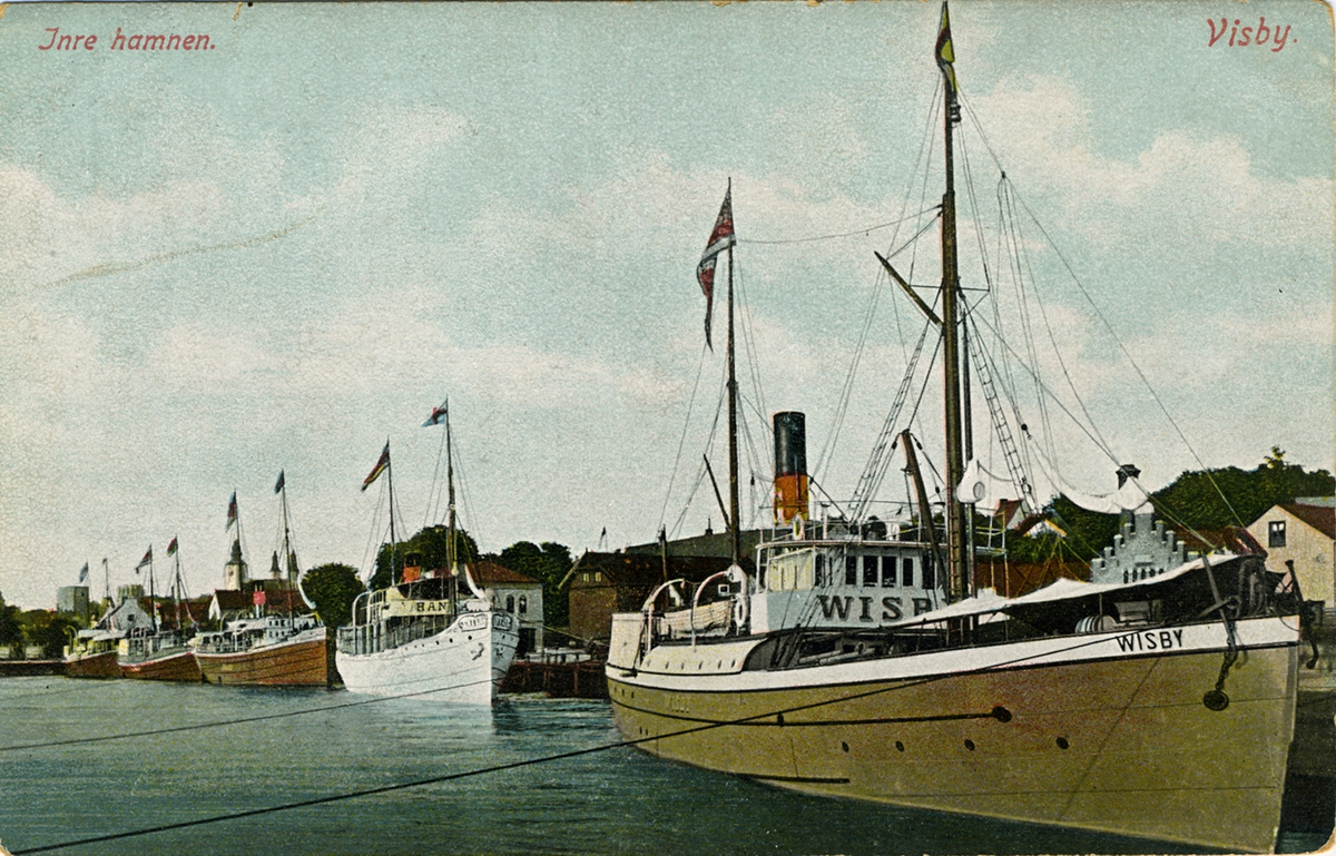 Inre hamnen. Visby
Granbergs Konstindustri-Aktiebolag Förlag. Stockholm No. 3 Imp.