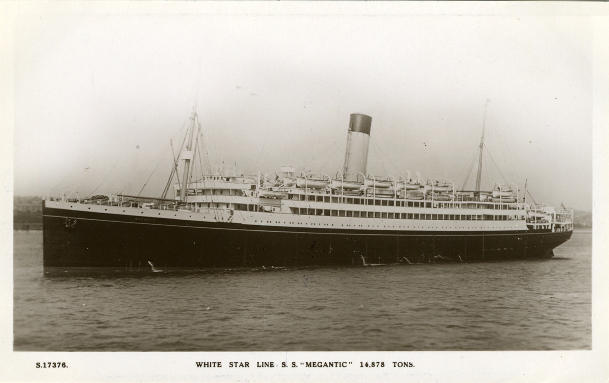S.17378 White Star Line S.S. "Megantic" 14.878 Tons.
Kingsway Real Photo Series