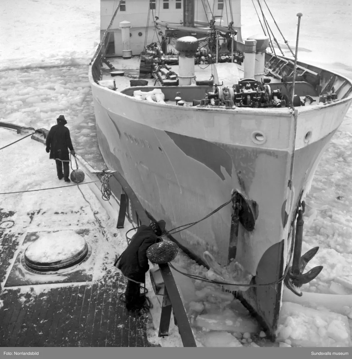 Isbrytaren Atle med flera i Sundsvalls hamn.