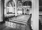 Fästningen. Garnisonskyrkan, interiör. Helrenovering av kyrkan som då återställdes i ursprungligt skick, även färgsättningsmässigt. Kyrkan återinvigdes år 1969. Fotot är taget 1964.