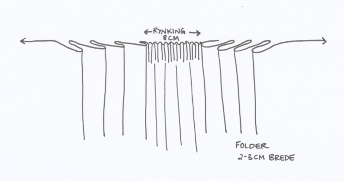 Stakk i brunsvart ulldamask der stoffet i dag er litt falmet, slitt og har noen hull. Stakken er sydd for hånd og maskin, og har blitt bøtt og reparert flere steder. Stakken er skjøtet på og består av sju vevhøyder med jarekant, sydd sammen med attersting med ubleket bomullstråd.  Stakken har et glatt stykke midt på fanghøyden som er 22,5 cm bredt, og foldelagt på begge sider. 28,5 cm lang åpning og en 8 cm bred fold på venstre side av fremstykket. Åpningen har blitt forsterket sekundært med toskafts bomullstøy som er sydd med faldesting med svart sytråd. Stakken har åtte folder foldelagt mot høyre og ti folder foldelagt mot venstre. Midt på bak har stakken et 8 cm bredt felt med rynking. Linningen er av vadmel og trolig sekundær, sydd på med maskin med svart sytråd. Stakken lukkes med to metallhekter og har en metallkrok midt på bak på linningen for å hekte på livet. Stakken har blitt forlenget sekundært med en 8 cm bred kant i svart, glatt bomull, påsydd med maskin med svart sytråd. Dette bomullsstoffet ser ut til å være samme stoff som kjoleliv 6.3.15. Stakken har en 7,2 cm høy skoning i trolig hjemmevevd svart og beige fiskebensmønstret bomull sydd på med maskin og faldesting med svart sytråd. Kantet nede med et 0,5 cm bredt svart kjøpe-ullbånd, sydd på med maskin og faldesting med svart sytråd. Stakken har en sekundær lomme sydd inn i mellom faldene på høyre side. Lommen er 16 cm bred og 21 cm lang, sydd med maskin med svart sytråd, og er i samme stoff som skoningen. Stakken har en metallkrok midt på bak på linningen for å henge på livet, og stakken skal brukes utenpå livet.