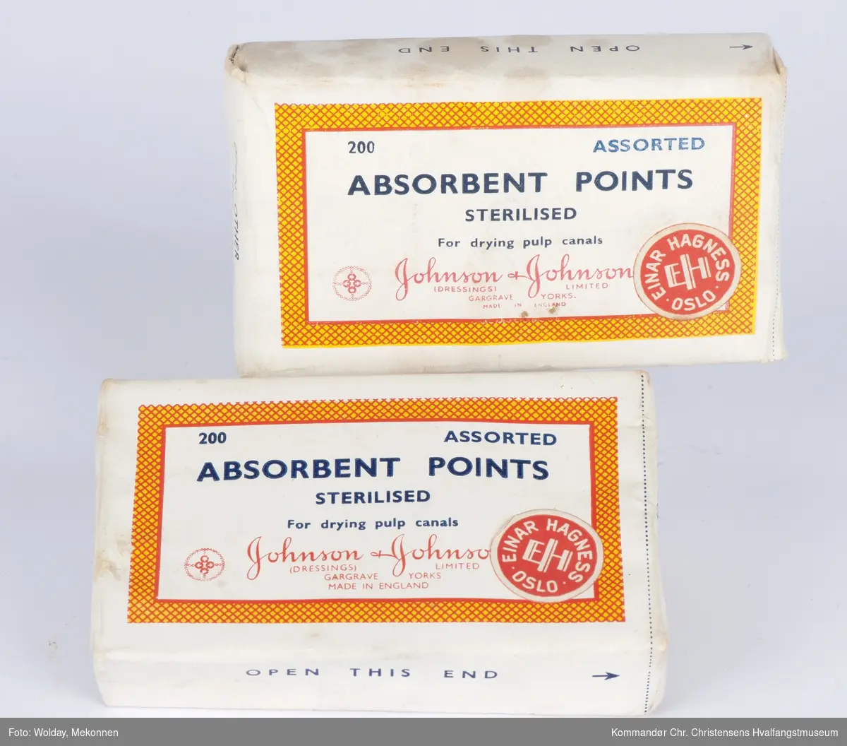 Pakke med Absorbent Points for daring pulp canals (bomullspinner ?) Forseglet, uåpnet eske.