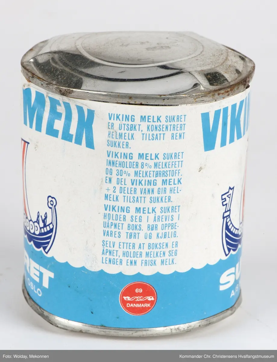 Forseglet vikingmelk på blikkboks.