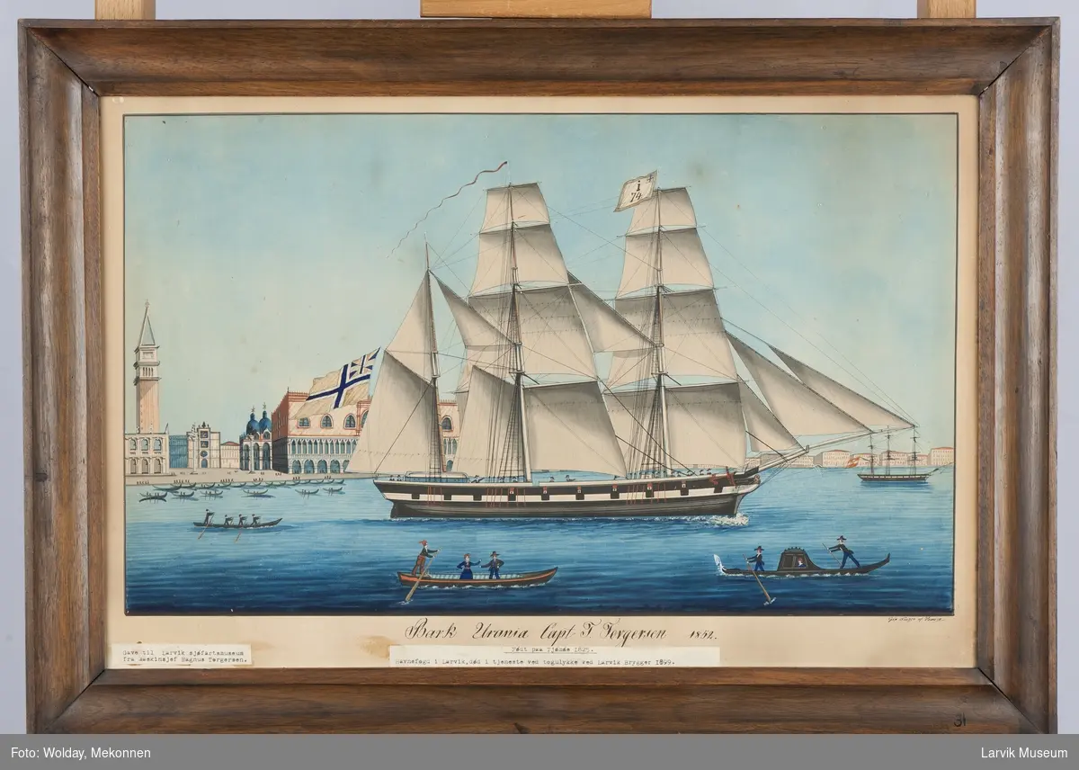 URANIA
Nasjon: Norsk
Type: Bark
Byggeår: 1847
Byggested: Jordfallen, Larvik, Norge
Verft: Treschows verk (E. Thomesen)
