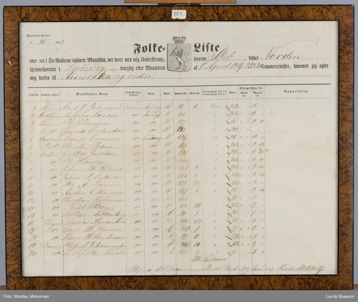 NORDEN
Nasjon: Norsk
Type: Skip
Byggeår: 1857
Byggested: Thorstrand, Larvik, Norge
Verft: Jacob Iversen