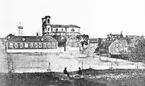 Barnhusskolan och bostället år 1870 i Karlskrona.