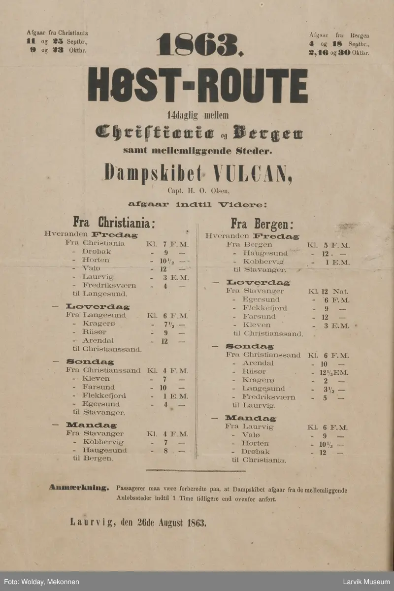 Høstrute for d.s. "Vulkan"