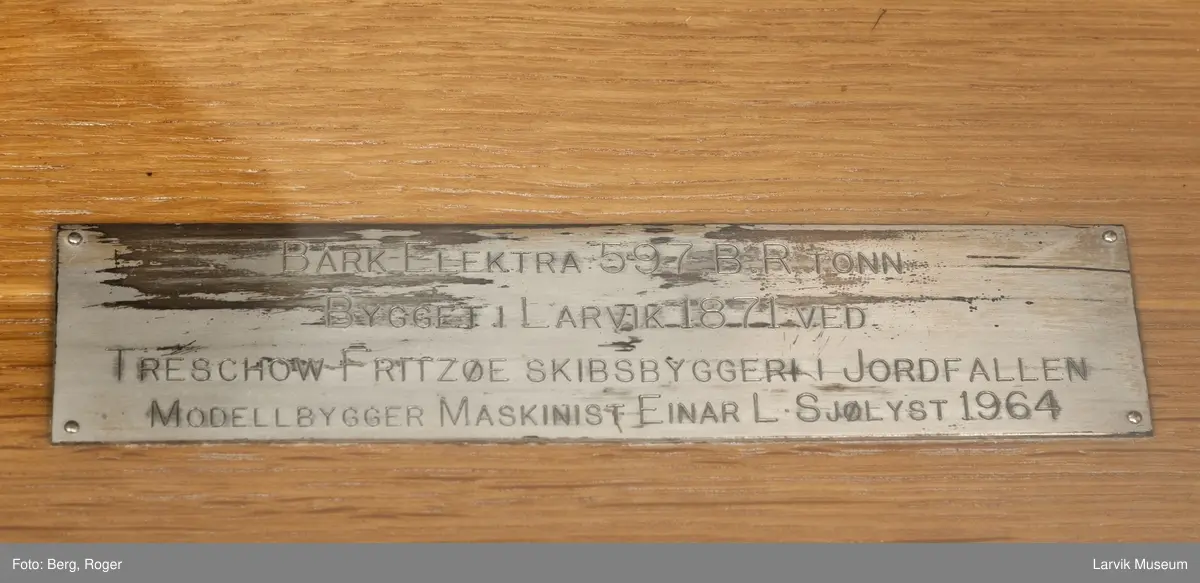 Modell i glassmonter av bark "Elektra"